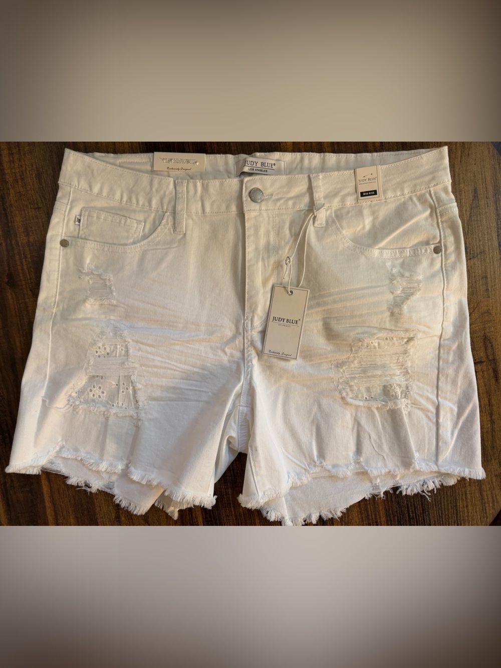 Judy Blue White Distressed Denim Women's Shorts